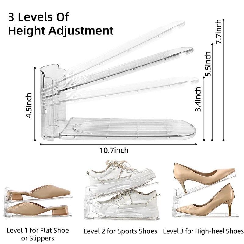 Uni HIMO 12 Pack Shoe Slots Organizer Adjustable Level Shoe