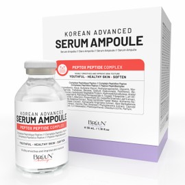 BRÜUN Peptox Peptide Facial Serum Ampoule – Hydrating Korean Skincare Serum for Face and Body, for Use with or without Derma Pen (Not Included), 1.18 fl.oz