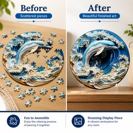 Mysterious Animals Wooden Jigsaw Puzzle – Precision-Cut Animal Puzzle for Adults, Teens, Kids, Family Games & Gifts