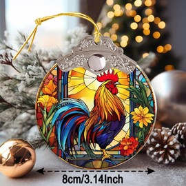 Rooster Christmas Ornament, Chicken Ornament for Tree, Acrylic Keepsake 2024
