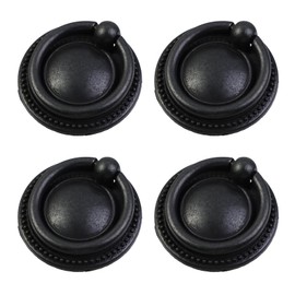 MY MIRONEY 1.46" Diameter Cabinet Drawer Pulls Black Ring Pull Handle Knob Kitchen Cupboard Drawer Dresser Ring Handle Knob with Screws Pack of 4