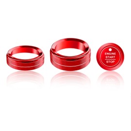 SENSHINE Volume Knob Cover for Ford Mustang Mach E Accessories 2024 2023 2022 2021 Gear Shift Switch Knob Cover Engine Start Stop Button Cover Outer Trim Ring for Mach-E, 4 Pcs (Red)