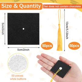 JOFONY 50PCS Graduation Cap Chocolate Decoration,Graduation Decoration Mini Cap with Tassel Suitable for Graduates 2025 Party Chocolate Candy Set