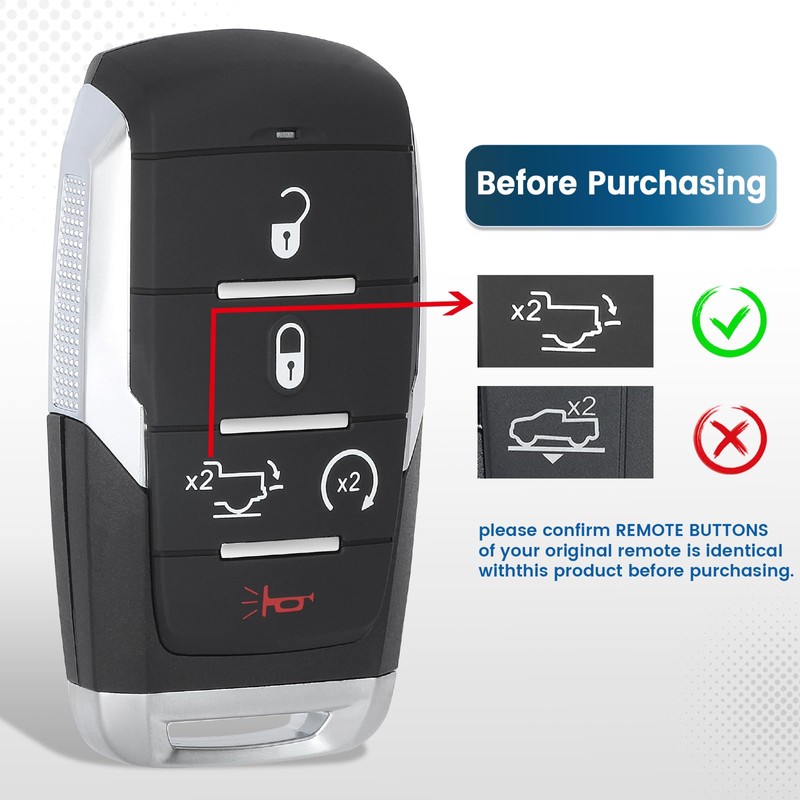 Keyecu Replacement Remote Car Key case Shell for Ram 1500