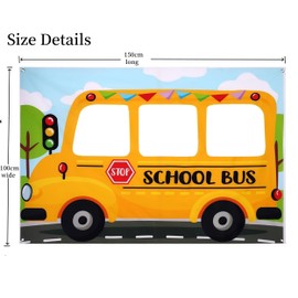 School Bus Photo Prop,Back to School 150 X 100cm School Bus Van Prop Selfie Frame Backdrop Banner for Classroom Party Supplies