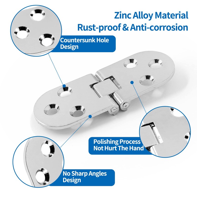 4Pcs Heavy Duty Folding Table Hinges, Silver Sewing Machine Flip