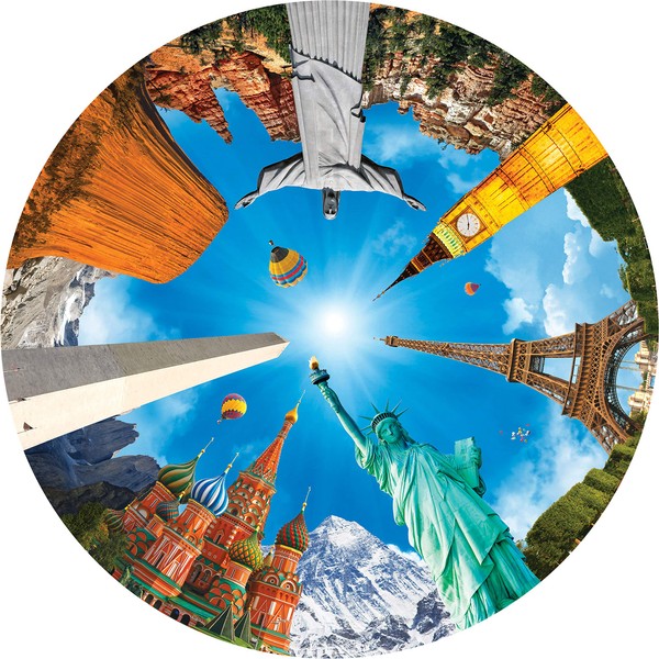 A Broader View Round Table Puzzle – Legendary Landmarks – Circle Jigsaw Puzzles for Adults and Kids (1000 Pieces)