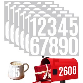 YINBEI 6 Sheets 3 Inch Mailbox Numbers Stickers Vinyl Decals,Self Adhesive Number Waterproof House Address Numbers for Outside Mailbox,Signs,Window,DIY Crafts Making,Door,Car,Home,Business(White)