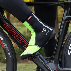 GEWAGE Cycling Shoes, Overshoes, Unisex Warm Shoe Covers with Reflective Strips for MTB and Road Bike (Fluorescent Green, S)