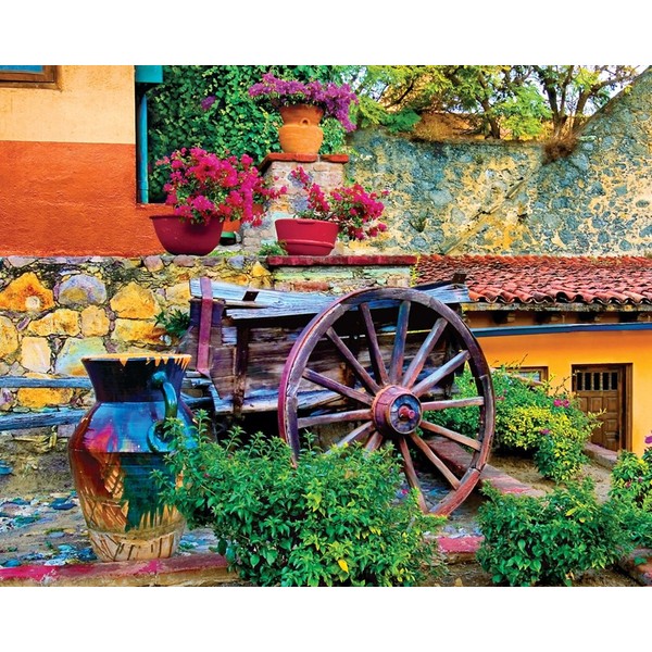 Springbok Puzzles Colorful Courtyard 1000 Piece Jigsaw Puzzle Large 24" x 30" Puzzle Made in USA Unique Cutting Interlock Pieces