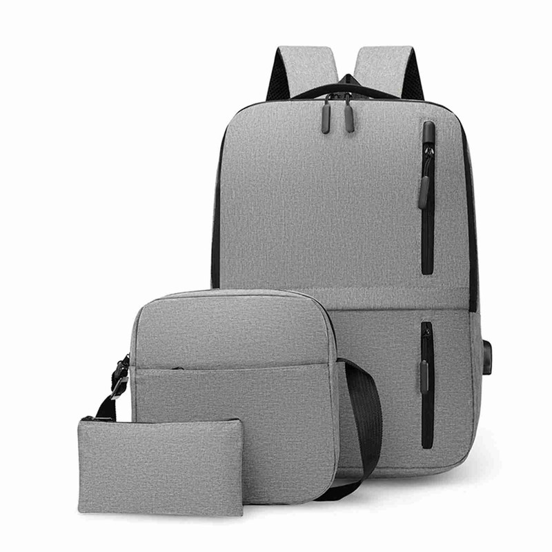 Men's Business Bag Set USB High Capacity Laptop Backpack Double