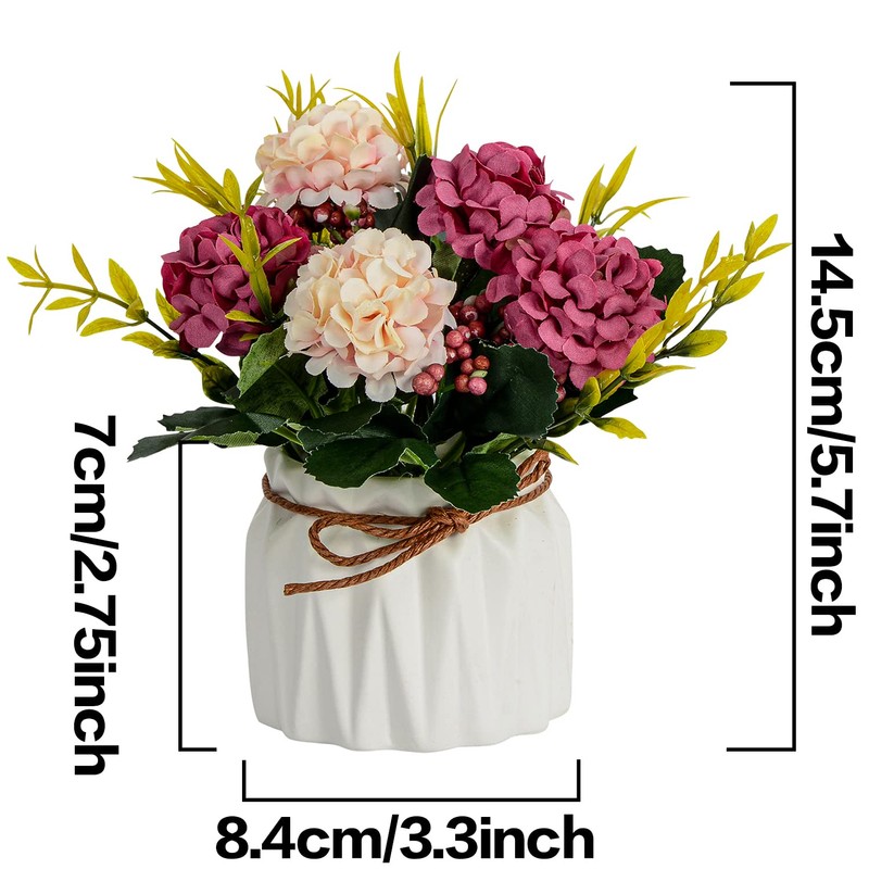 Artificial Flower Plants – Mini Fake Hydrangea Flowers in Pot