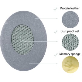 Replacement Ear Pads Compatible with Bose OE2/OE2i/SoundTrue SoundLink On-Ear Wireless Headphones, Akkiv Replacement Ear Pads Made of Protein Leather and Memory Foam (Grey)
