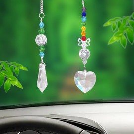 Interior Rearview Mirror Suspension Charm For Car Rearview Mirror Decoration-Car Decoration Accessories Rearview Mirror Pendant-Personalize Your Car Interior With A Cute Crystal Pendant (Crystal love)