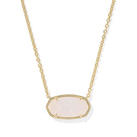 Kendra Scott Elisa Statement Short Pendant Necklace in Iridescent Drusy, 14k Gold-Plated Brass, Fashion Jewelry for Women