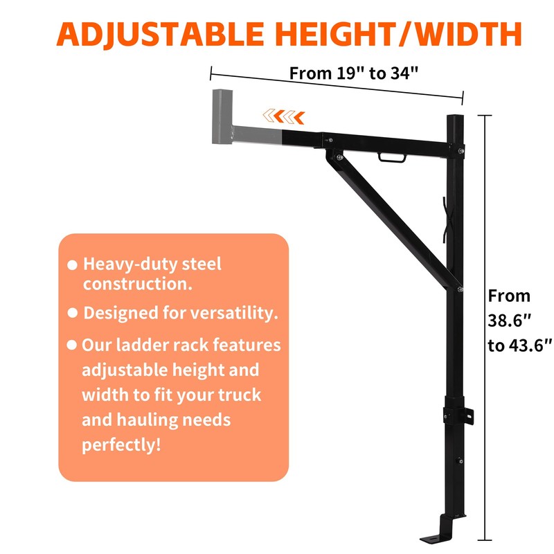 MaxxHaul 50934 Heavy Duty Ladder Rack (with 2 tiedowns), Black