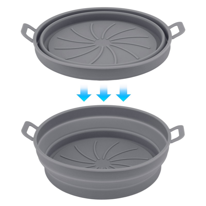 2 Pcs Silicone Air Cooker Pot With Handle Round Fryer
