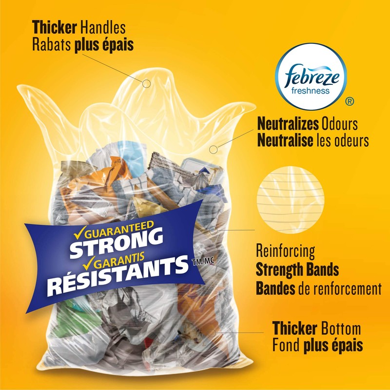 Glad Clear Garbage Bags - Tall 45 Litres - Febreze