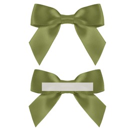 Self Adhesive Luxury Satin Bows for Gift Wrapping 3" Small Black Satin Premade Ribbon Bows with Double-Sided Tape for Package Baby Shower Birthday Party Wedding Craft Decoration (Sage Green, 100 Pack)