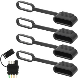 Calvana - Juego de 4 protectores de enchufe de remolque de 4 pines, cubierta antipolvo de conector para tapa plana de 4 vías, sello resistente a la intemperie para arnés de cableado del lado del