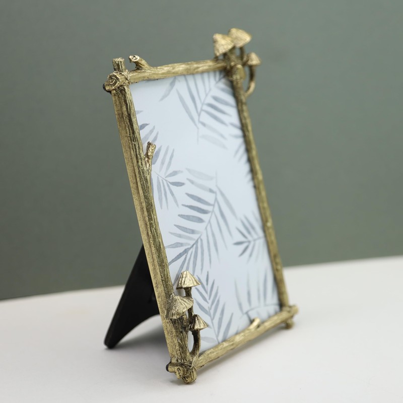 Gold Metal Mushroom Picture Frame 4 X 6 Inch Floral