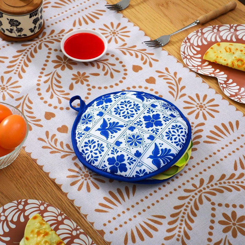 Honeydak 2 Pcs 8 Inch Tortilla Warmer Pouch, Mexican Talavera