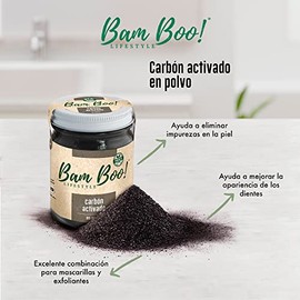 5 Pack Carbón Activado Coco Polvo Vegetal 40 G Bam Boo!