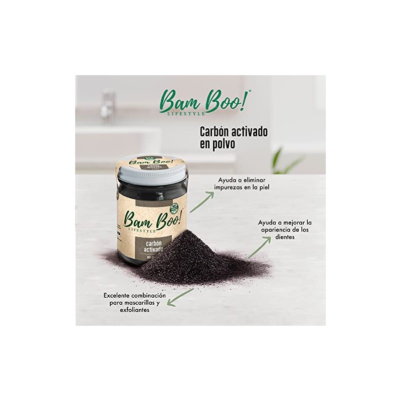 5 Pack Carbón Activado Coco Polvo Vegetal 40 G Bam