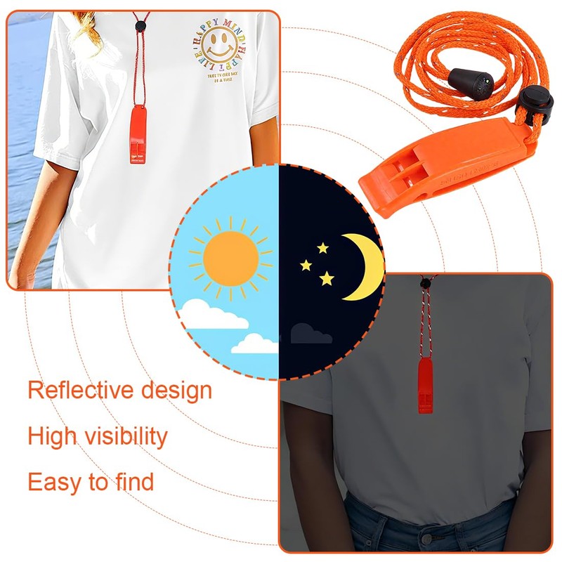 GXGM Pack of 3 with Reflective Rope, Whistle, Safety Whistle,