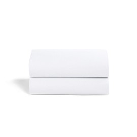 2 Pack Crib Fitted Sheets 44 x 80cm – White – Light, Breathable & Luxurious Jersey Cotton Made to Last & Designed to Fit SnüzPod Bedside Cribs