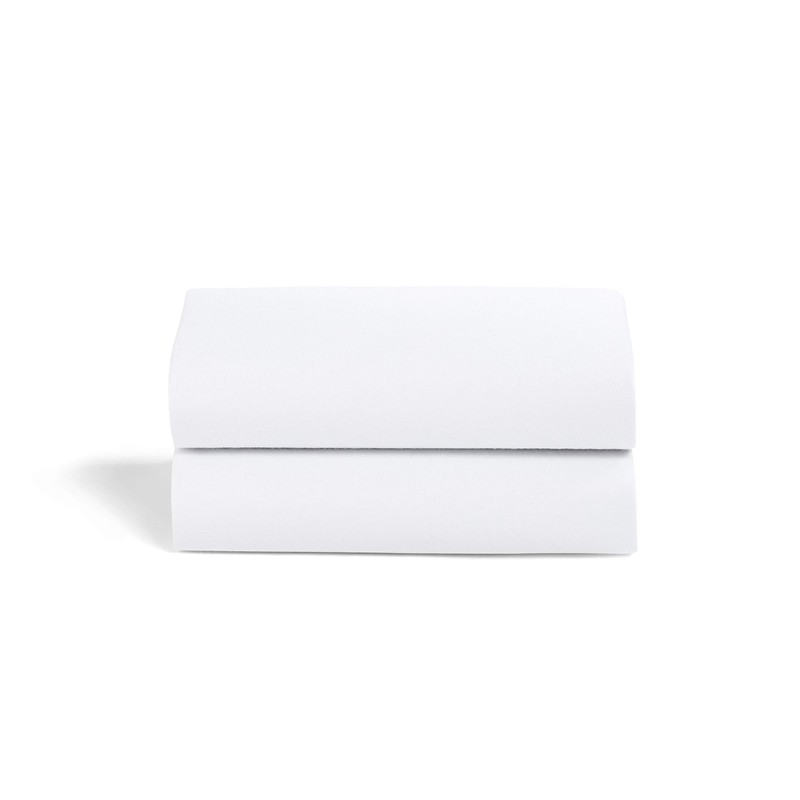 2 Pack Crib Fitted Sheets 44 x 80cm – White