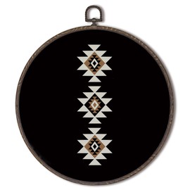 XNXLDYLH Western Boho Round Framed Wall Art Decor, Western Aztec Southwestern Bathroom Home Hanging Wall Decor Decorations, Black and White Abstract Canvas Prints Wall Art Pictures Paintings,10x10Inch