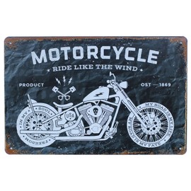 SUMIK Motorcycle Ride Like The Wind, Metal Tin Sign, Vintage Garage Wall Decor