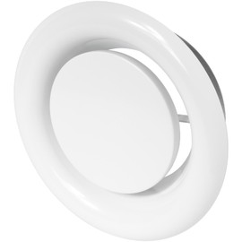 Repa Market ø6" Inch White Steel Exhaust Diffuser with Flange - Soffit Vent Grille - Adjustable Valve for Optimal Airflow - Quiet Duct Air Extraction - Indoor Ventilation - Round Duct Cover