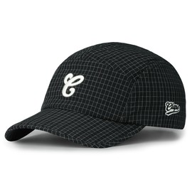Clape 5 Panel Baseball Cap for Men Women Plaid Outdoor Sport Hat Cotton Cap Adjustable Classic Curved Brim Sun Protection Hip Hop Unisex Black BSAC2569