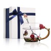 Glass Cup Innovative Flower Tea Cup with Spoon Drink Mug