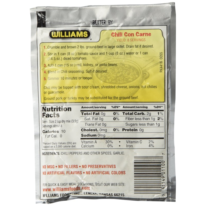 Williams Original Chili Seasoning (Pack of 6)