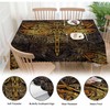 Beabes Rectangle Tablecloth Dragonfly,Tribal Golden Dragonfly Mandala Stain-Resistant Table Cloth