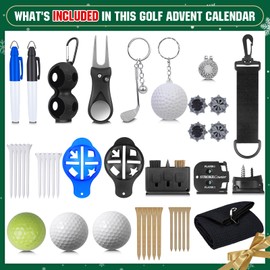 Golf Advent Calendar 2025 for Adult Men, 24-Day Christmas Count-down Calendar for Father, Husband, or Boyfriend, Perfect Holiday Gift Featuring Golf Balls, Tees, Ball Markers