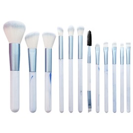 Lucky Interests 12 Pcs Sky Blue Professional Makeup Brushes Set, Travel Makeup Brushes Kit Premium Synthetic Foundation Eyeshadow Eyebrow Concealer Face Powder Blending Brushes with Cosmetics Bag