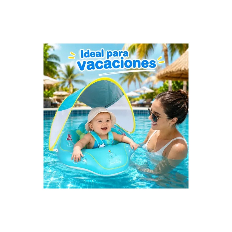 Flotador Bebé Con Techo Parasol Inflable Piscina Seguro