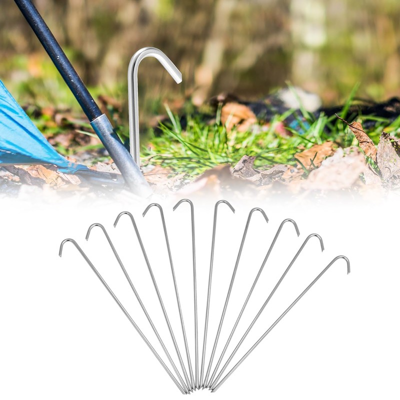 QWORK Metal Tent Stakes, 120 Pack 9-Inch Heavy Duty Camping