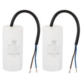 PATIKIL CBB60 40uf 2 Pieces Running Capacitor AC 450 V 2 Wires 50/60 Hz Cylinder 65 x 44 mm for Water Pumps Washing Machines Engine Start
