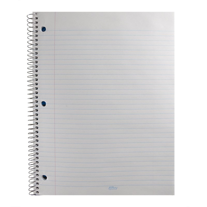 Hilroy 3-Hole Coil Notebook, 1-Subject, Wide Ruled, 10-1/2 X 8-Inch,