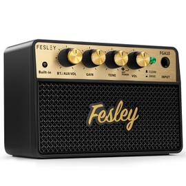 Fesley Mini Guitar Amp: 10W Portable Recharged Guitar Amplifier, Bluetooth Amp with Clean and Drive Channels, Mini Amplificador for Practice with 3.5mm Headphone Output, FGA10