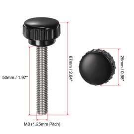 QUARKZMAN Pack of 4 Thumb Screws with Thread M8 x 50 mm x 25 mm Round Head Screw Stainless Steel 304 Round Handle Bolt Clamping Buttons 25 mm Hand Buttons Thumb Screws Tension Screw for Industrial