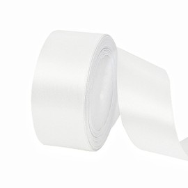 Satin Ribbon White 40 mm, 22 m Decoration for Presents, Gift Ribbon, Wide Bow Ribbon, Fabric Ribbon for Dress, Wedding, Christening and Birthday Gifts, Decorative Ribbon for Gift Packaging