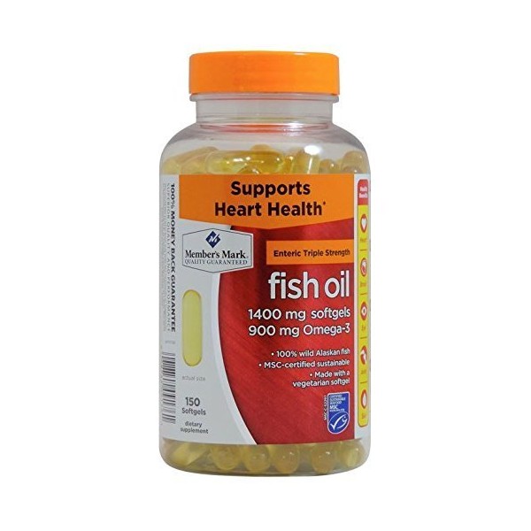 Member's Mark - Omega 3, Fish Oil 1400 mg (900 mg EPA/DHA), Enteric Coated, 3Pack (150 Count Each) 70Vdjz