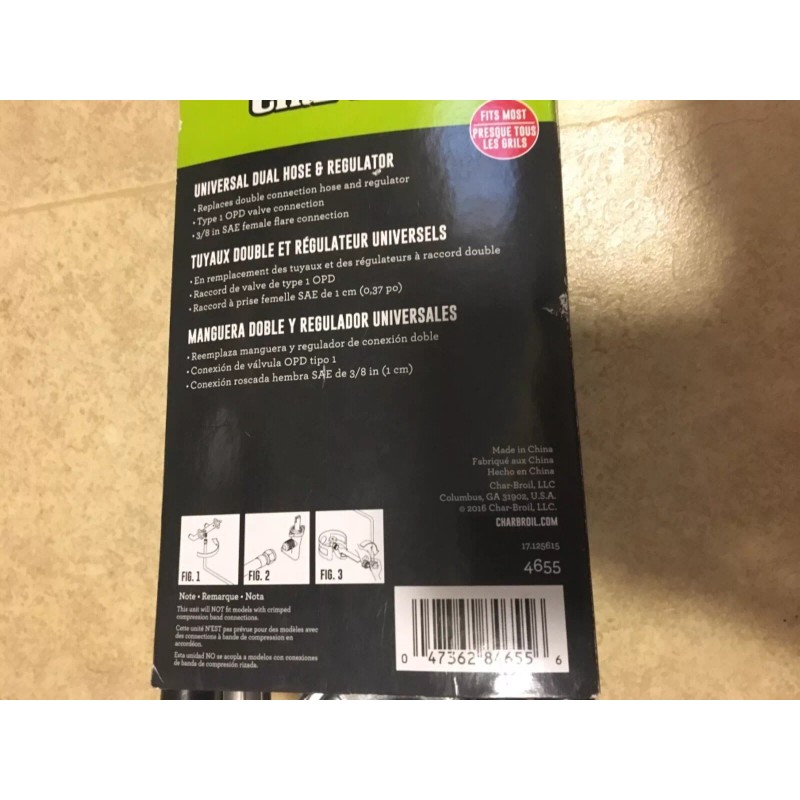 Char-Broil Dual Hose and Regulator Type-1 Connections for grill &
