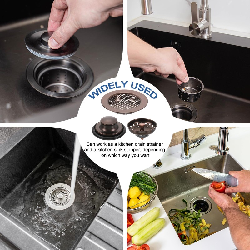 uxcell 9 Pcs Kitchen Sink Drain Strainer Red Bronze, Stainless